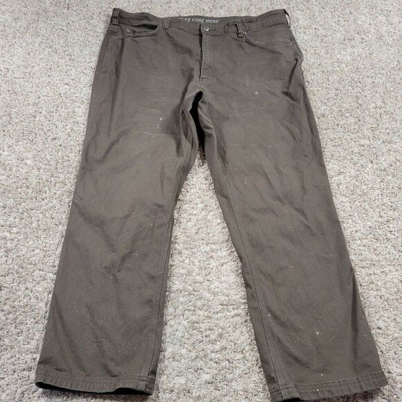 Duluth Trading Flex Fire Hose Jeans Mens 42x28.5 Tag 42x30 Brown Relaxed Flaws* - Picture 1 of 7